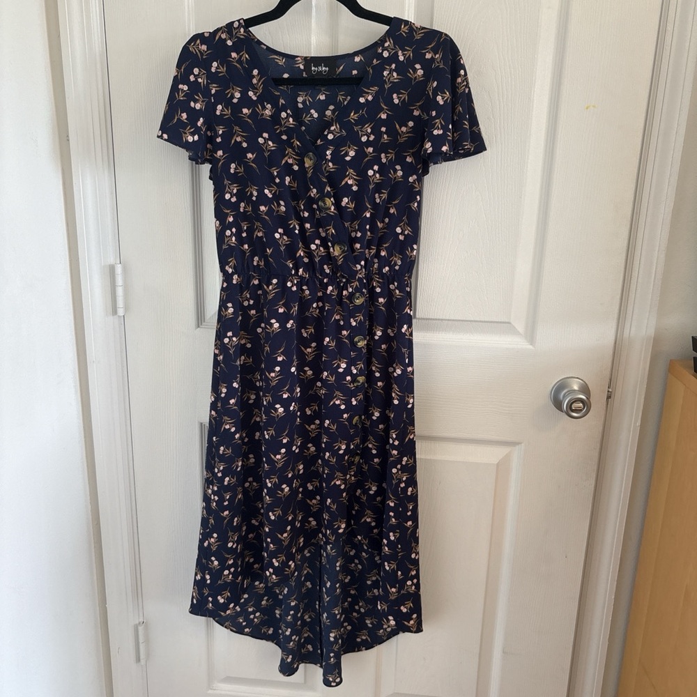 By & By Navy Floral Midi Dress